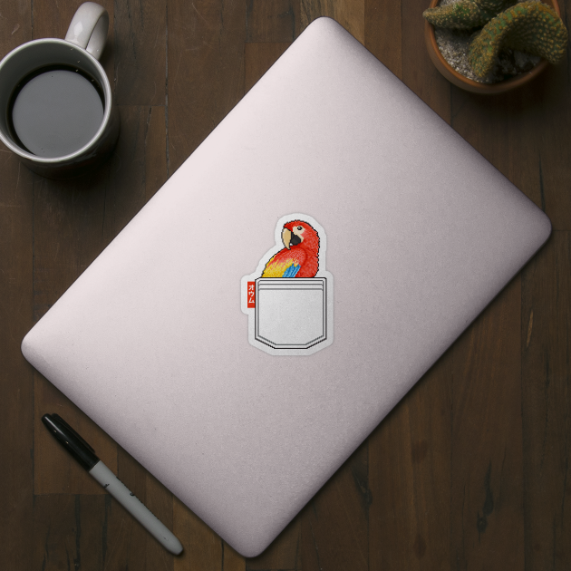 Cute Pocket Bird Pixel Parrot by TeeTowArt